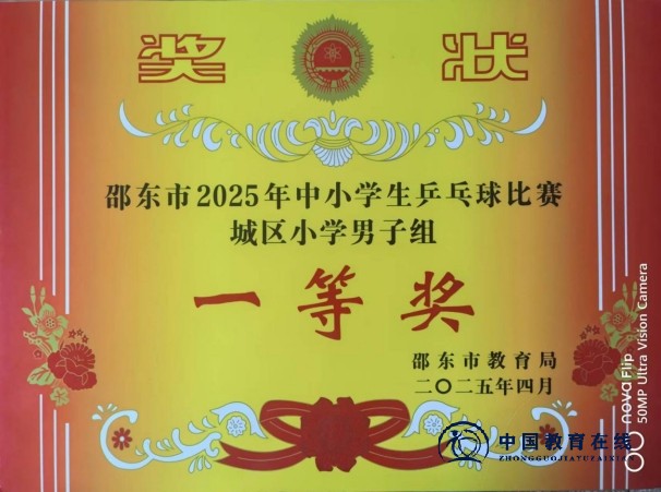 城区二小男子乒乓球队在邵东市中小学乒乓球比赛中获得一等奖